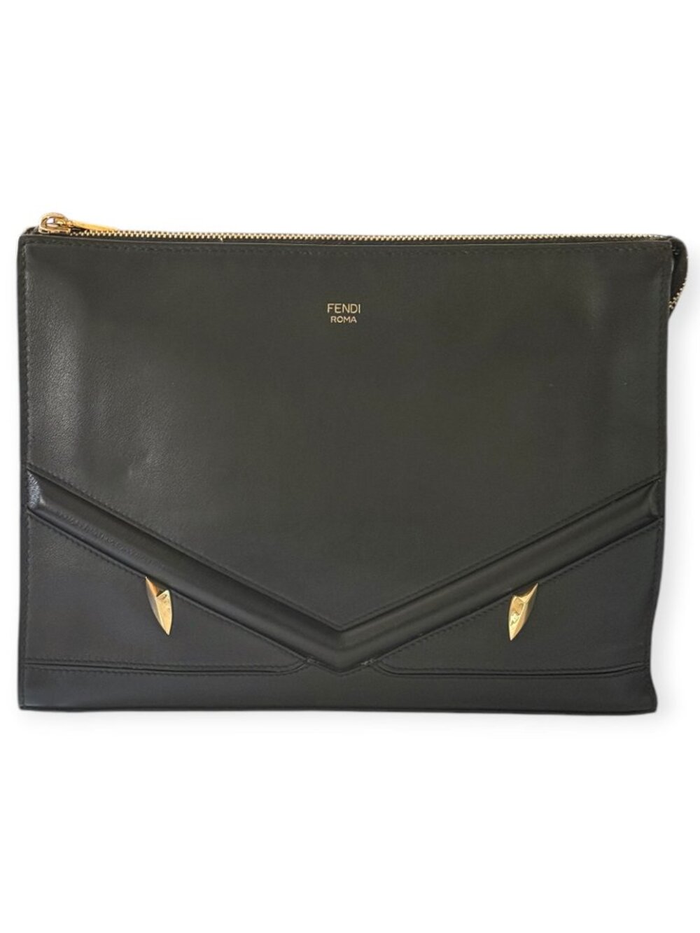 Fendi Bag Bugs Monster Eyes Vitello Leather Clutch | Black